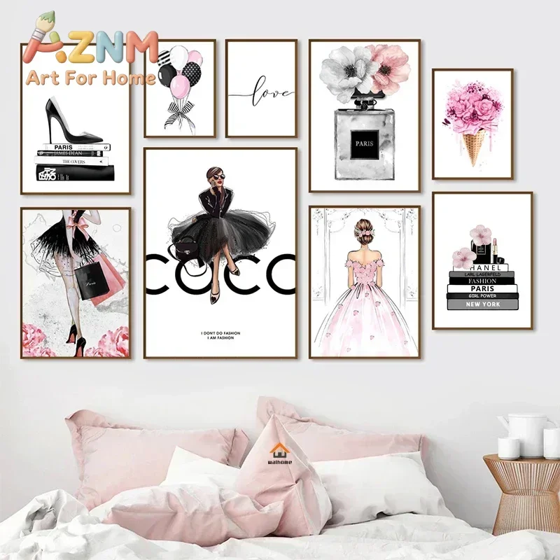 Nordic Pink Beauty Salon Poster Prints Fashion Perfume Women Wall Art Canvas Paintings for Modern Living Room Girl Bedroom De