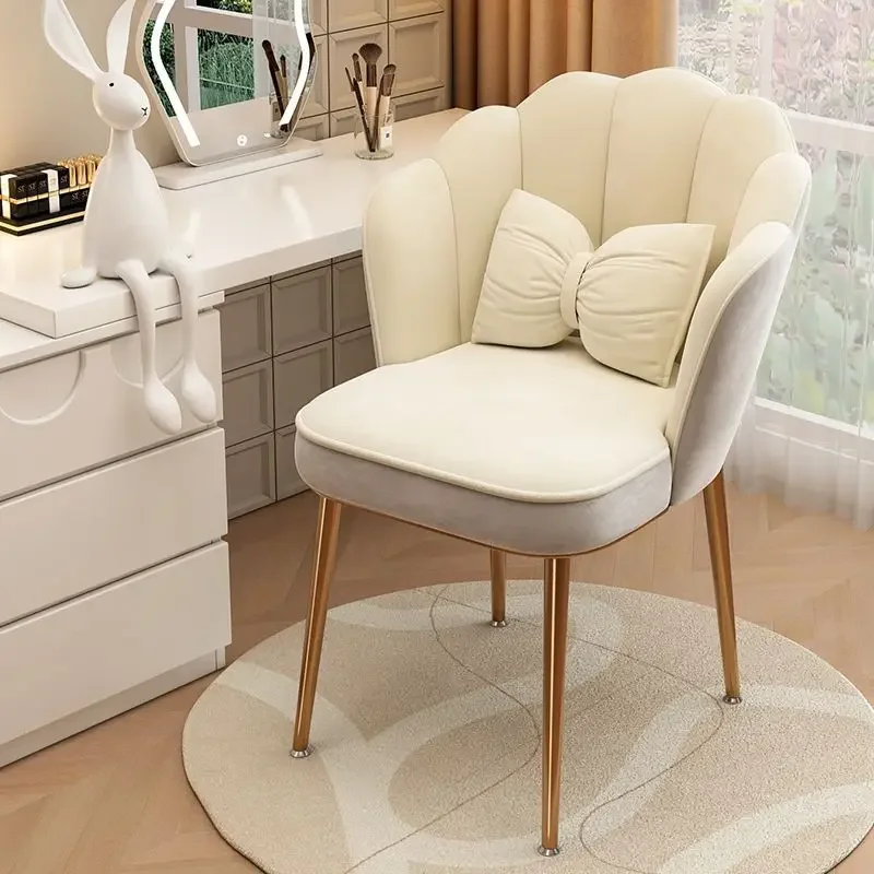 Cute Luxury Vanity Chair With Velvet Upholstery, Shell-Shaped Backrest Chair For Bedroom, Dressing Table, Living Room
