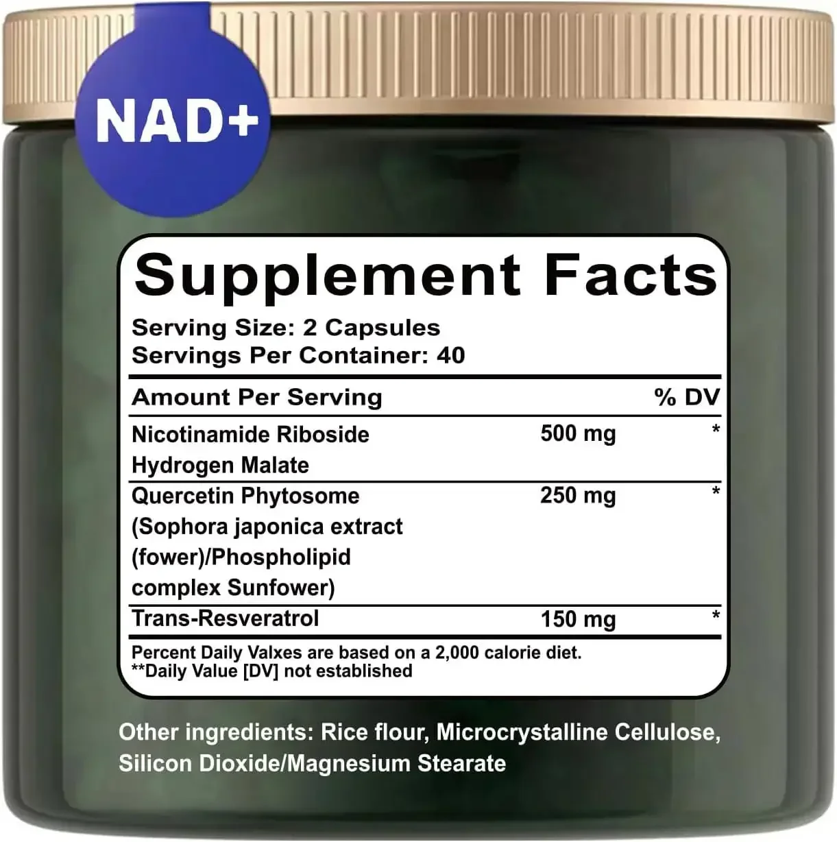 NAD+Supplement - Liposomal Nicotinamide Nucleoside 900mg Resveratrol Quercetin - Used for Anti Aging, Energy, Focus -80 Capsules