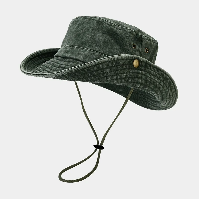 Cotton Stone-Washed Sun Hats for Men Women Wide Brim Fishing Hat Summer Bucket Hat Outdoor Safari Boonie Cap