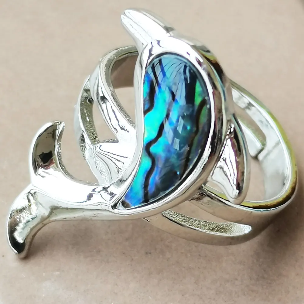 New Zealand Abalone Shell Dragonfly Dolphin  Ring  PWB102 - view 3