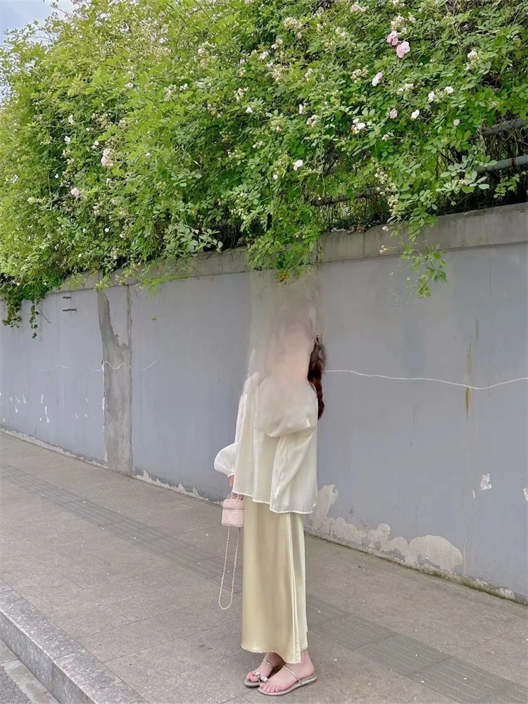 

Chic Korean Sle Women's Spring Outfit oulder Bared Long Sve Set High Waist Skirt Casual Comfortable Faionable