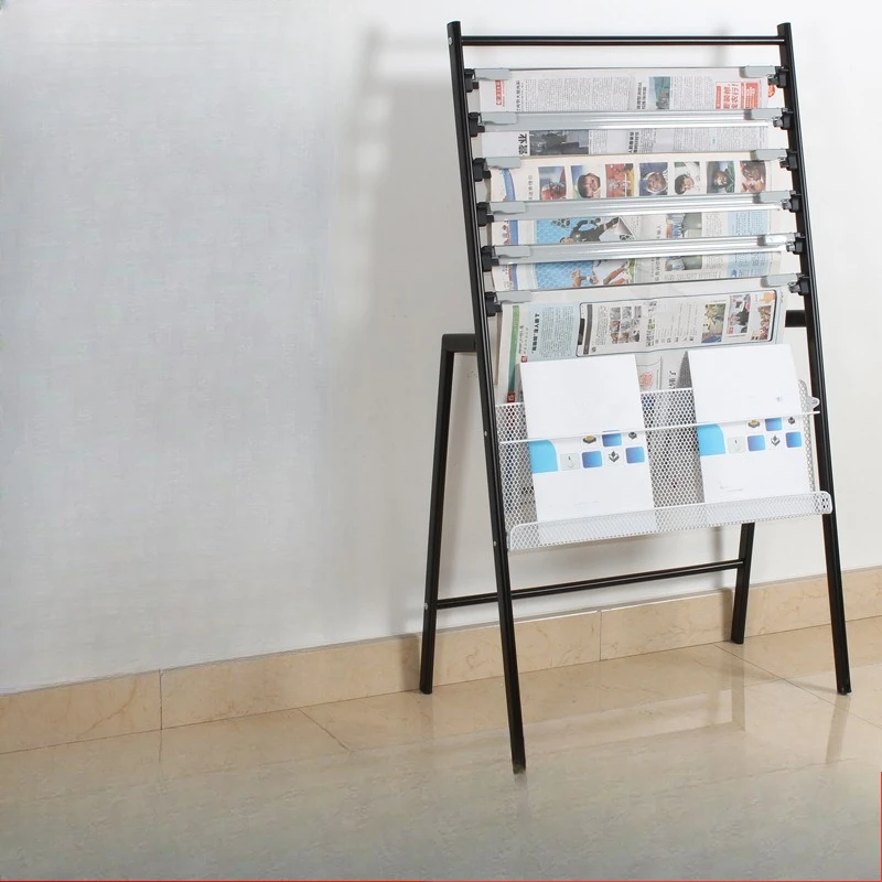 Office Freestanding Newspaper Stand, Wheeled Brochure Holder, Magazine  Pamphlet Display Rack for Promotion