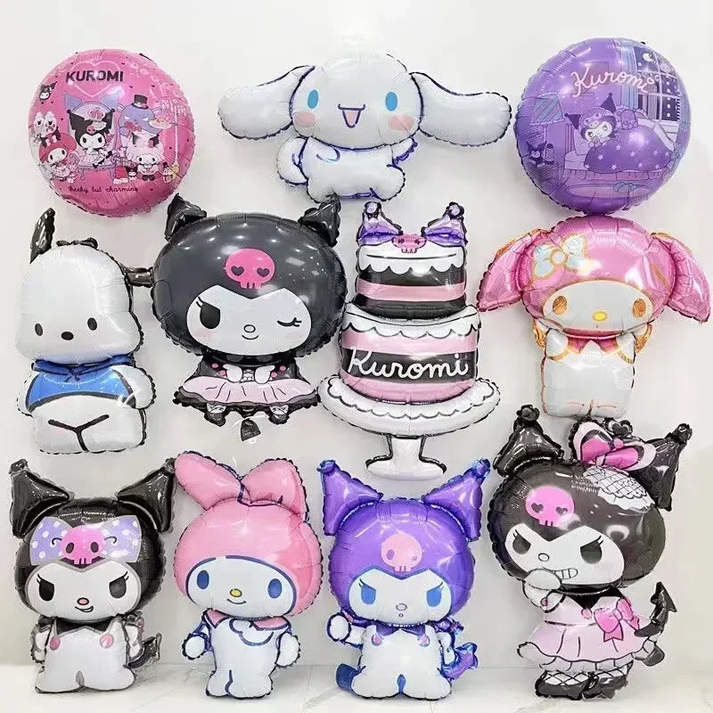 Sanrio 1-6PCS/set Hello Kitty Kuromi Melody Foil Balloons Set Girl Happy Birthday Party Helium Globos Supplies Shower Decoration