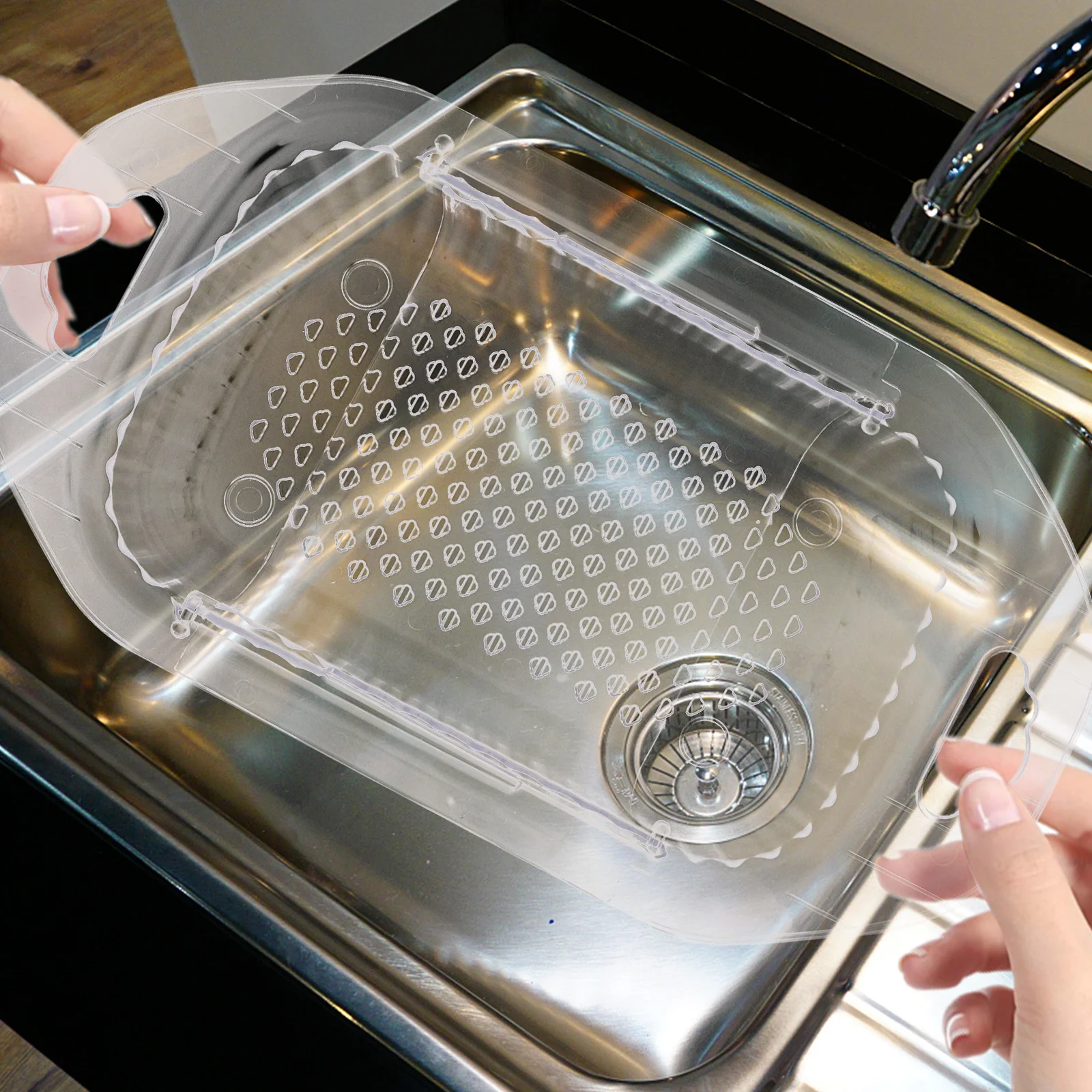 

Stainless Steel Draining Basket Sink Strainer Wash Dishes Filter Kitchen Necessity