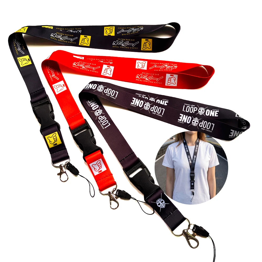 JDM Racing-Style Schlüsselband Handy-Arbeitsausweishalter Hängender Halshalter Schlüsselanhänger Motorrad-Auto-Zubehör für Osaka Japan