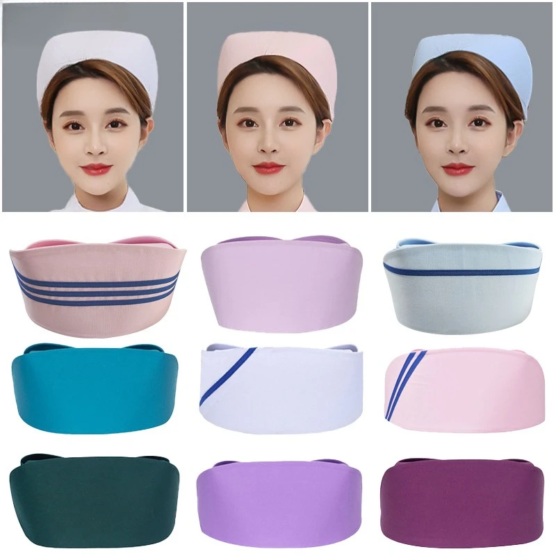 

Women's White Pink Light Blue Thickened Swallowtail Nurse Cap Cotton Sweat Absorbent Doctor Headwear Operating Room Chemo