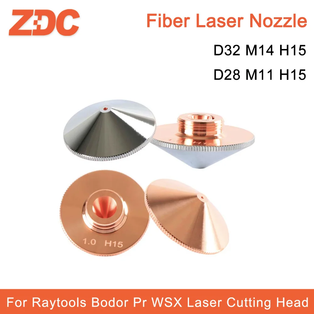 ZDC Laser Nozzle Single/Double Layer D28mm D32mm H15 Caliber 0.8-5.0mm For Raytools Bodor Precitec WSX Fiber Laser Cutting Head