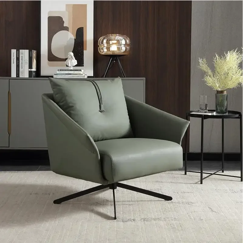 Mobile Living Room Chair Modern Wheel Mid-century Chairs Ergonomic Relaxing Comfortable Leather High Interior Sillones Furniture