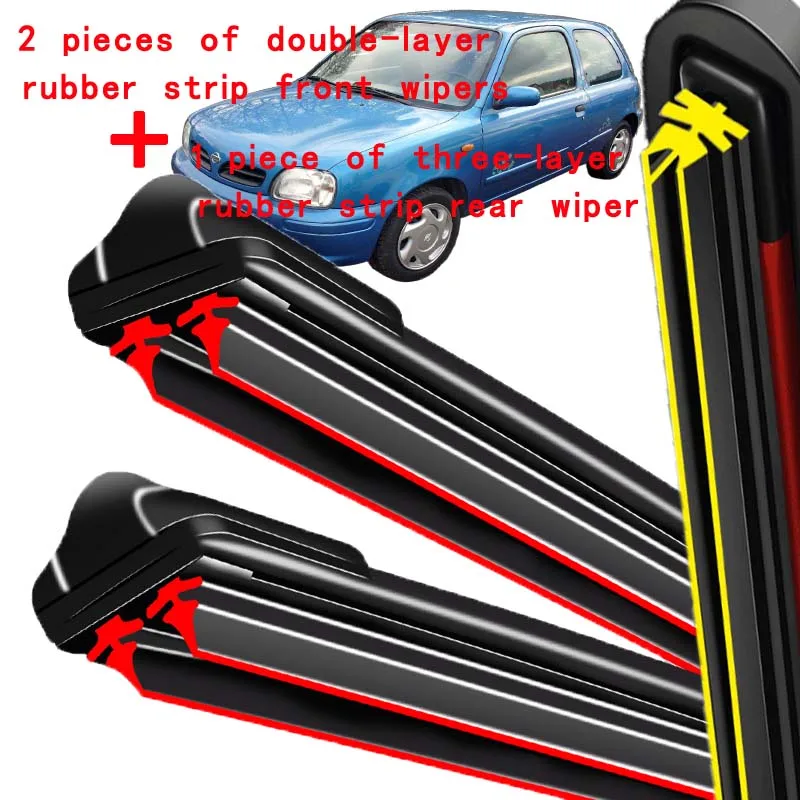 

For Nissan Micra K11 2000-2002 2001 Wiper Front & Rear Wiper Blades Windshield Windscreen Window Brushes 20"+18"+16"