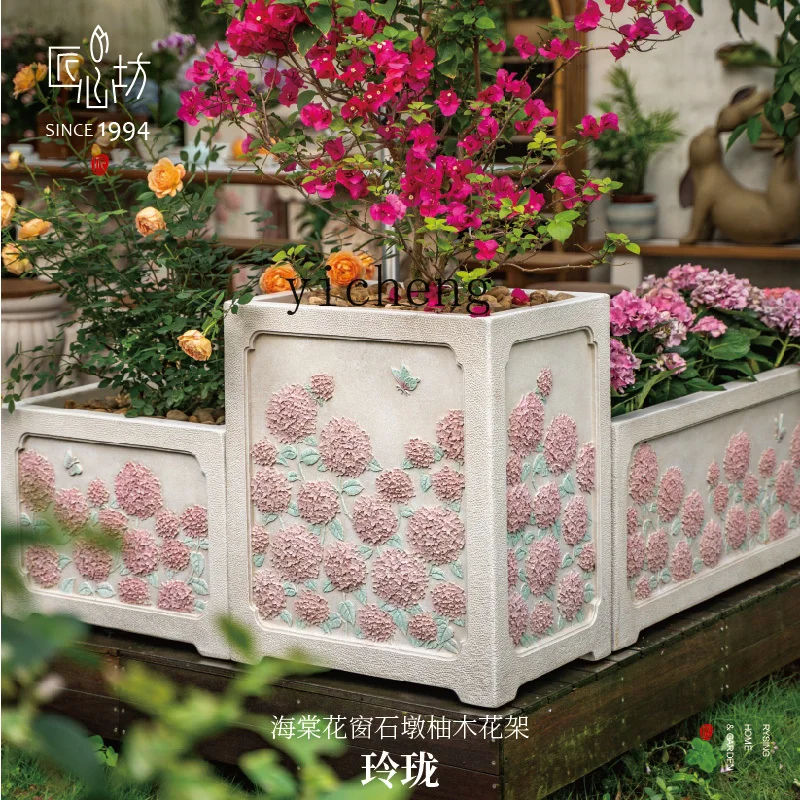 BJ-12  courtyard landscaping outdoor flower box rooftop large flower pot balcony planting box flower pool ornament