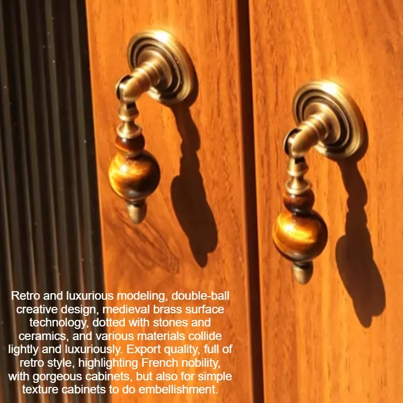 Irregular rock crystal ceramic drawer dresser shoe cabinet pendant handle pure copper kitchen cabinet handle