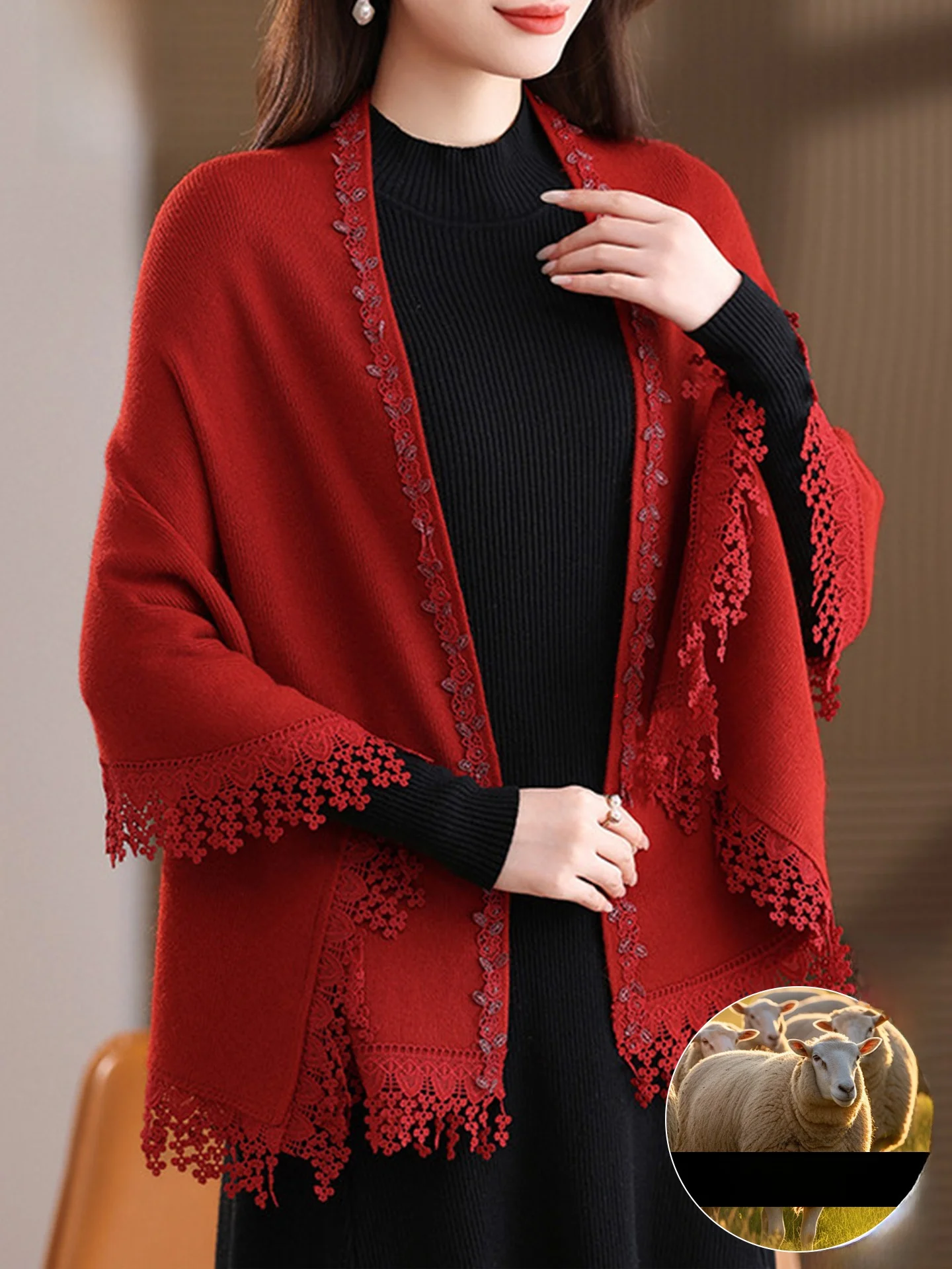 Elegant-chale-de-mariage-rouge-pour-femme-vetement-d'exterieur-manteau-pull-tricote-tendance-toutes-saisons-printemps-automne-hiver