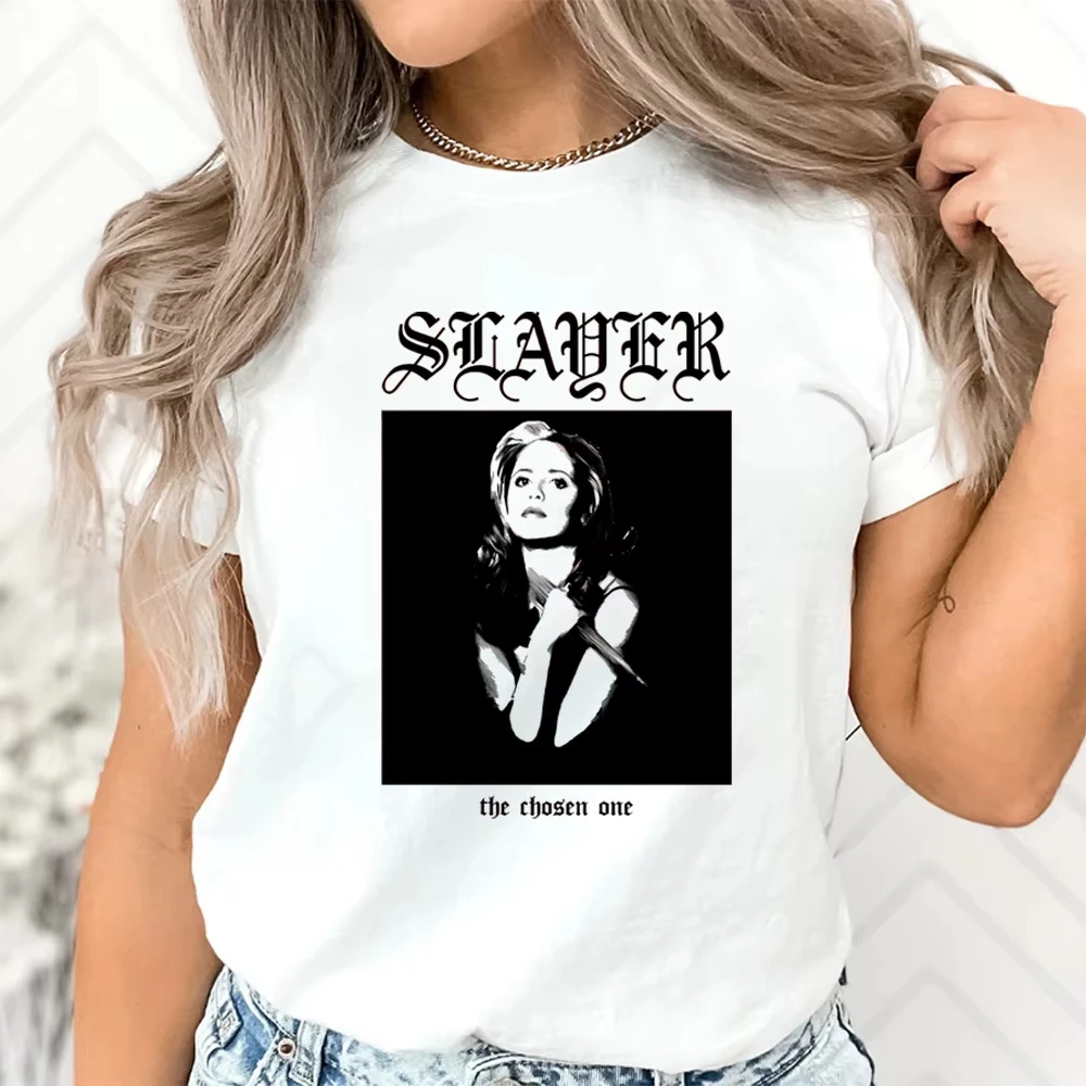 Retro Vampire Hunter Buffy T-shirt Horror Movie T-shirt 90s Retro Shirt Unisex Pure Cotton Streetwear  y2k clothes