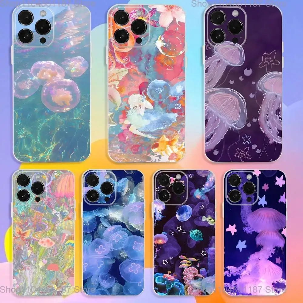 

Pink Jellyfish Phone Case For iPhone 17,16,15,14,13,12,11 Pro,Max,Plus,X,XS,XR,SE,Mini Transparent Silicone Soft