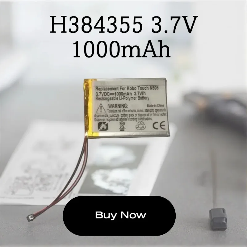 Высококачественная 100% новая литий-полимерная аккумуляторная батарея H384355 3.7V 1000mAh для электронной книги Kobo Touch N905