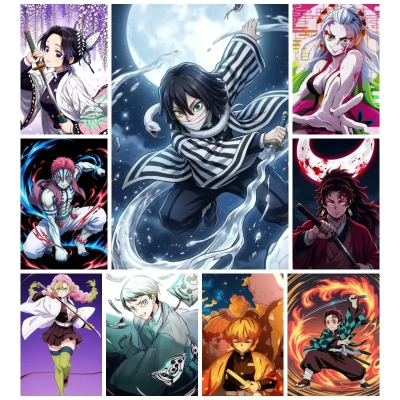 500/1000 Pcs Jigsaw Puzzles Demon Slayer Anime Paper Challenging Family Activity Games for Gameroom Bedroom Livingroom Gift