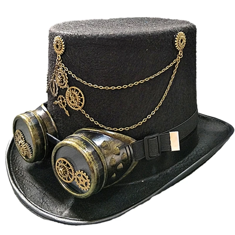 

Victorian Women Fedora Steampunk Hat Halloween Top Hat Gothic Party Supplies N58F