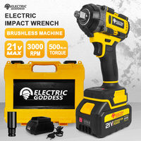 Electric Goddess HSBS008 1/2 inch Wireless Screwdriver 500Nm Brushless Electric Impact Wrench Electric Drill 21V Makita Battery