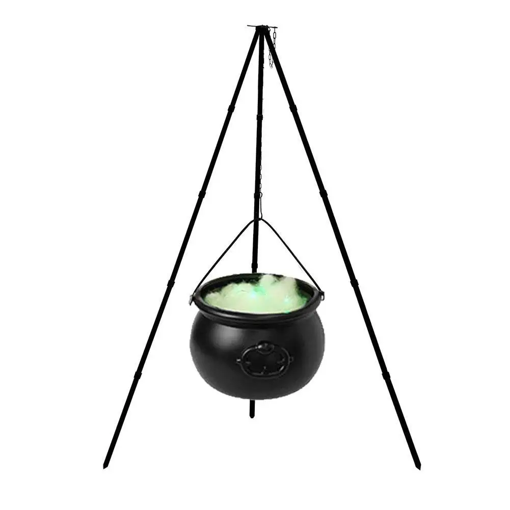 

Halloween Decor Large Witch Cauldron on Tripod with Lights Black Plastic Bowl Party Hocus Pocus Candy Bucket Garden decoration