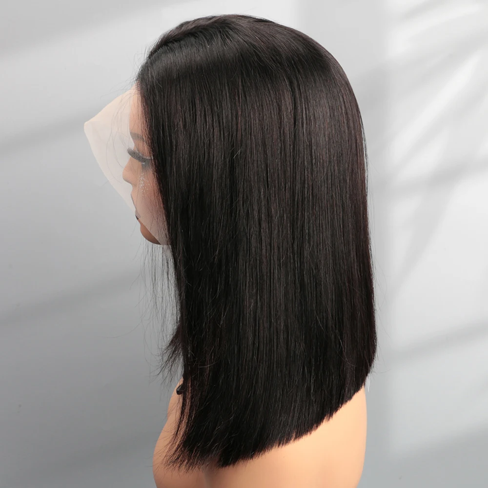 BOB 레이스 프론트 가발 인모 스트레이트 200% 풍성한 밀도 13x4 HD 투명 레이스... - 1