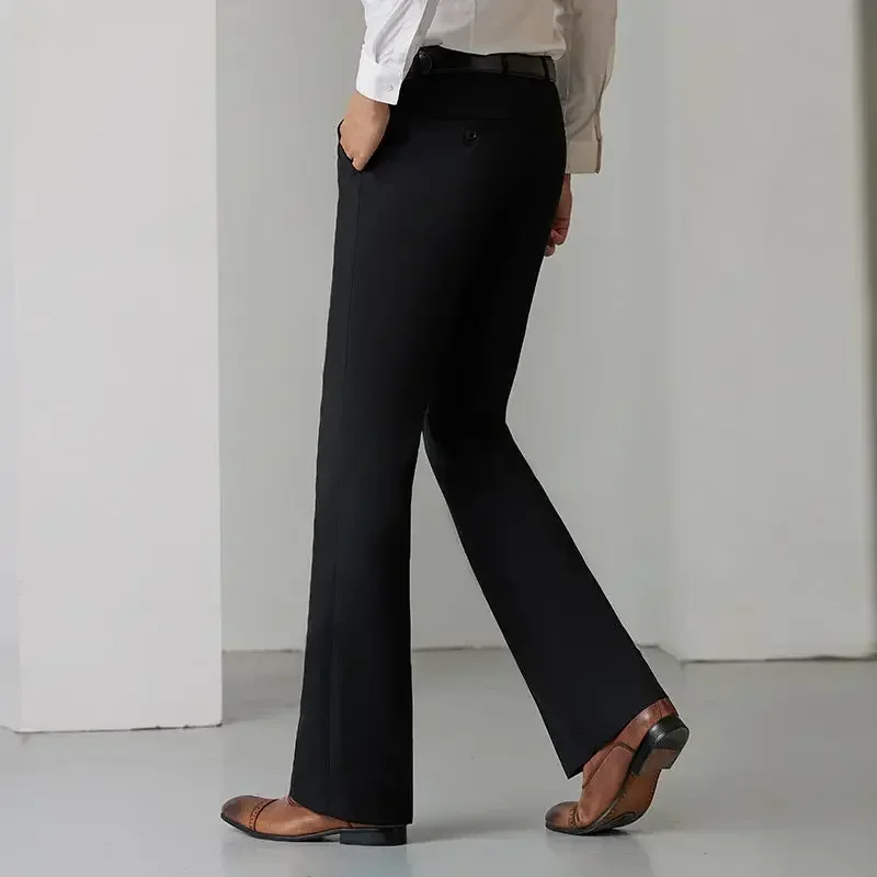 Flared Trousers For Men Slim Fit Wide Leg Man Suits Pants Tressed Business Fluid Bell Mouth Gray Draped Social Tailoring Luxury