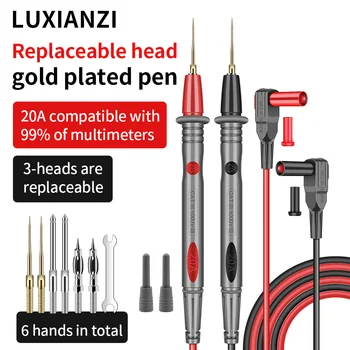 LUXIANZI 1 adet Paslanmaz çelik Altın Kaplama Silikon Multimete Test Uçları Kiti Değiştirilebilir İğneler Çok Metre Test Kalemi 1000 V 20A