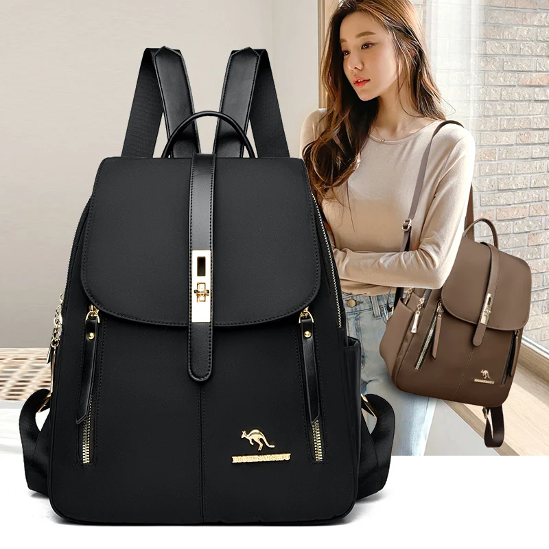 

New One Oxford Cloth Women's Backpack Simple Solid color Solid Color Leisure Commuter Large Capacity Backpack Student School Bag