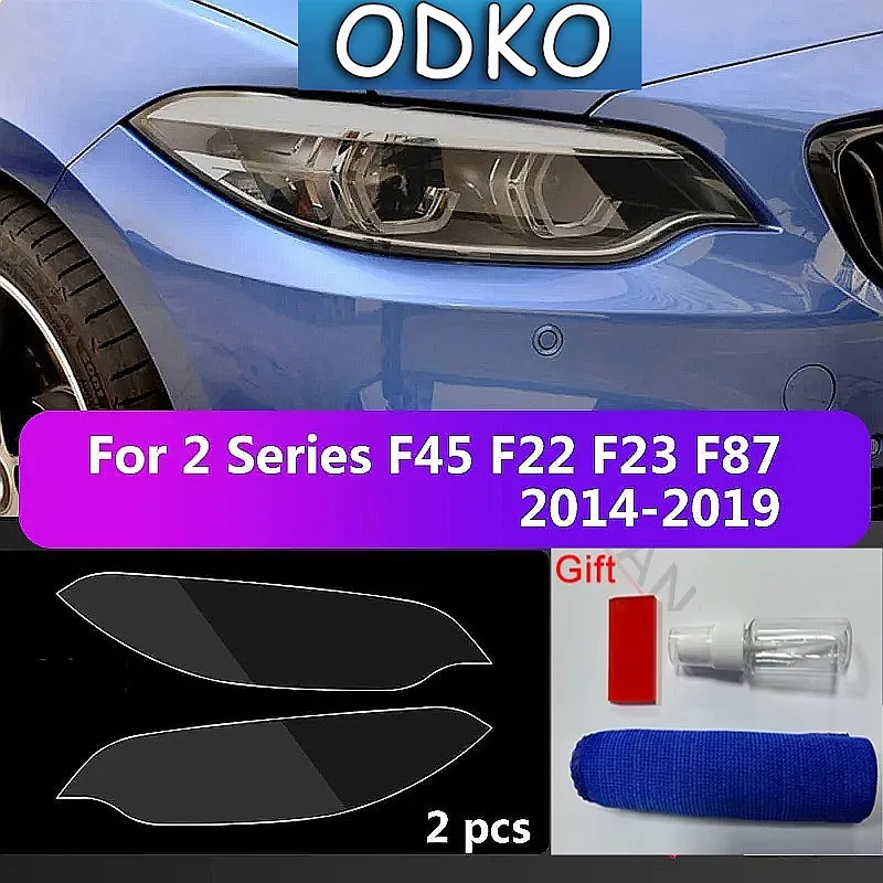 2Pcs Car Covers Headlight Protective Film For bmw F45 F22 F23 F87 2 Series M240I 220I Black TPU Sticker Decoration Accessories