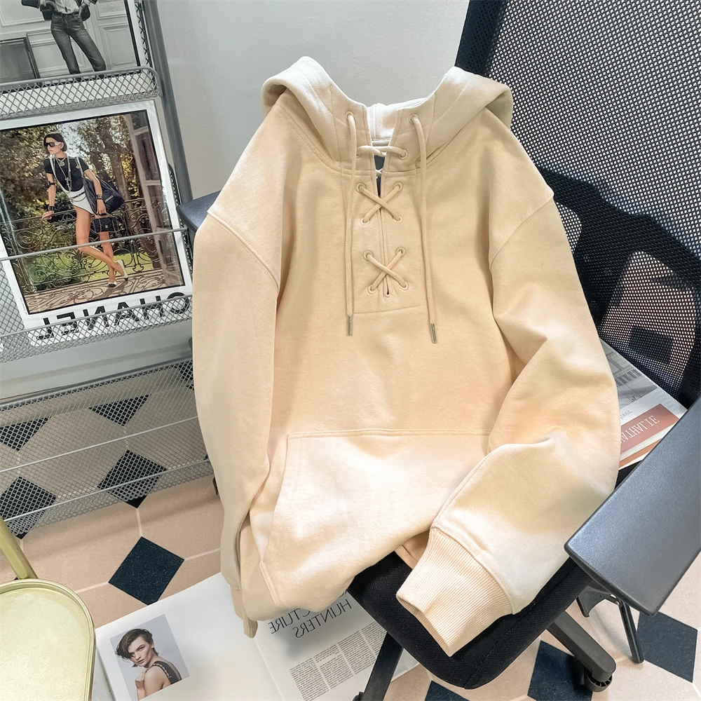 

Women Apricot Sweatshirt Vintage Aesthetic 2000s Sweatshirt Harajuku Boyfriend style Oversize Y2k Hoodie Top Clothes Autumn 2025