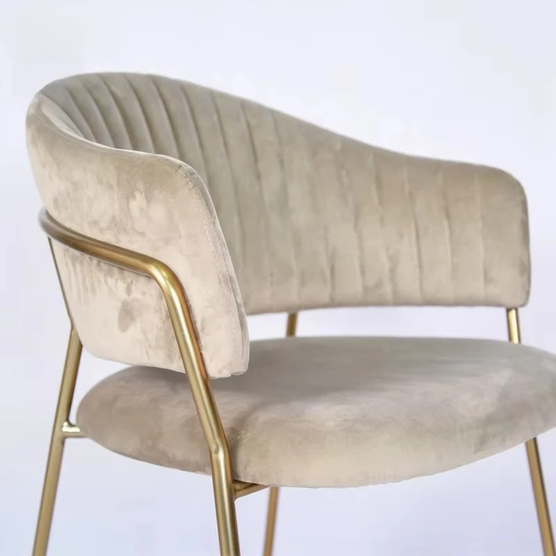 Modern Lounge Metal Dining Chair with Armrest Free Sample Luxury Comfortable Furniture Hotel