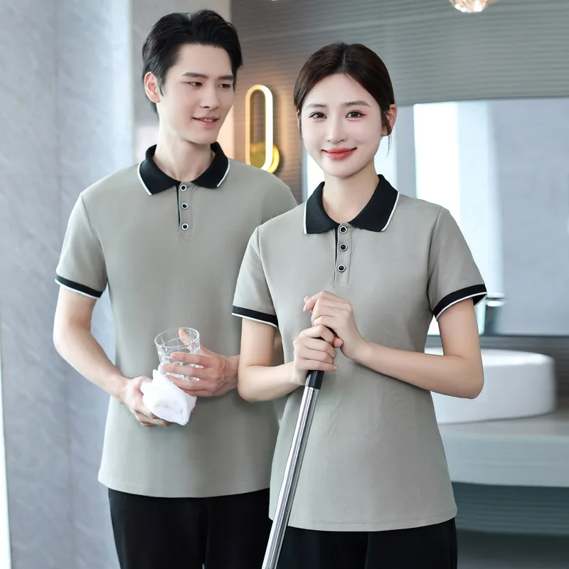 Униформа для чистки воротника, летняя спецодежда с короткими рукавами, больничный торговый центр, рубашка для чистки комнаты в отеле, мужская рубашка