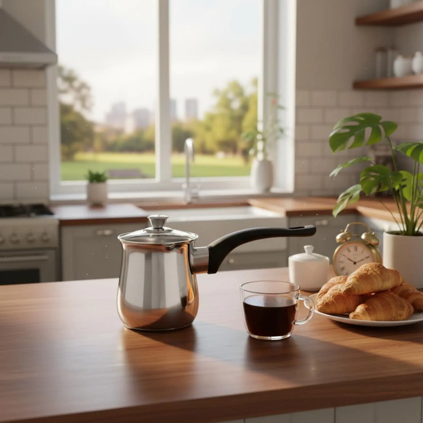 Turkish Coffee Pot Thickened Material Cezve Ibrik Pot Cezve Ibrik Single-Piece Design Stovetop Milk Warmer Even Heat