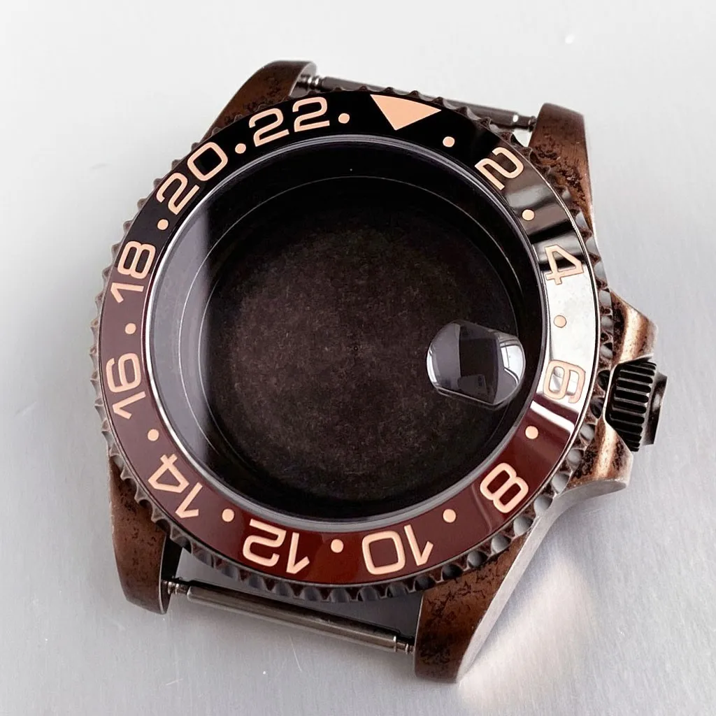 40mm Sapphire Watch Case Copper Colour  Plated fit Japan NH34 NH35 NH36 2824 Case Replacement Part120 Click Bezel