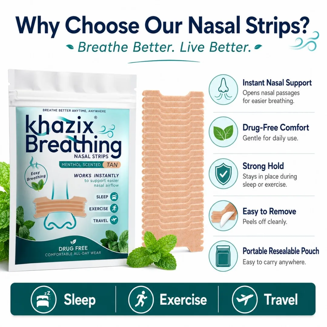 30PCS Menthol Nasal Strips for Easier Breathing, Comfortable Nose Strips for Sleep Exercise Travel Daily Use