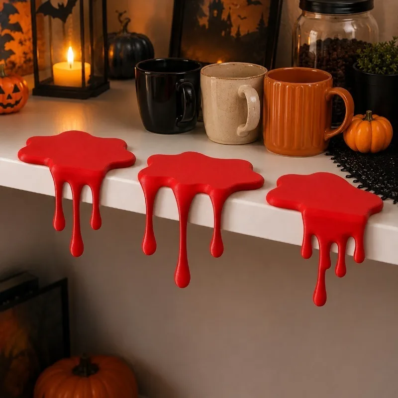 Halloween Bloody Drip Shelf Edge Decorations, Gothic Bookshelf & Door Topper Set, Red Dripping Blood Display Props