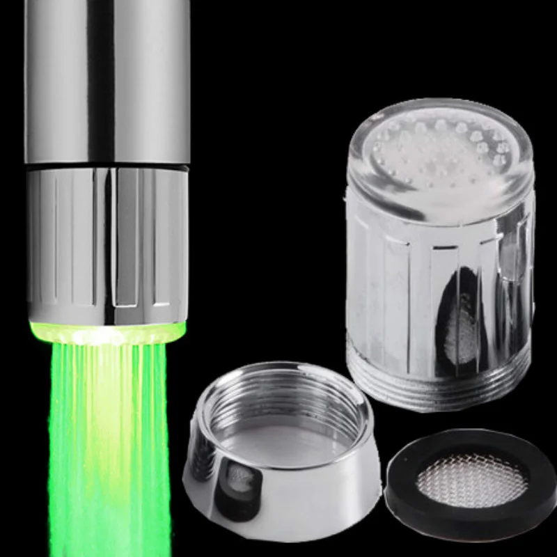 Led Kraan Licht Tap Nozzle Rgb 7 Kleuren Veranderen Knipperende Temperatuur Kraan Beluchter Waterbesparende Badkamer Keuken Accessoires