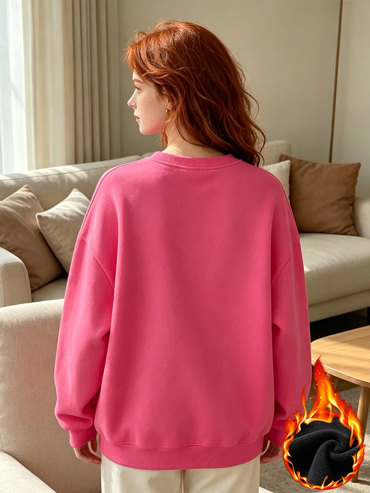 Women's casual crew-neck fleece sweater with retro animal print design. Long-sleeved top, featuring a snail pattern in a sporty