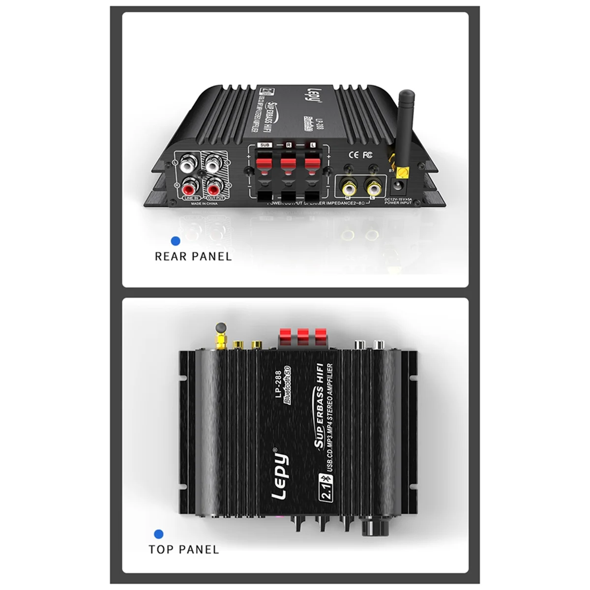 

Bluetooth 2.1 Channel U Disk SD Card Lossless Music Playback Subwoofer Amplifier 3D High Power Amplifier US-Plug