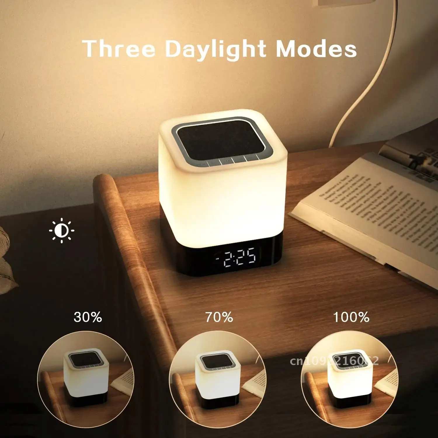 Color Changing Night Speaker Bluetooth Lights Digital Alarm Clock Lamp Player Girls Touch Gift Bedside for Sensor Boys MP3