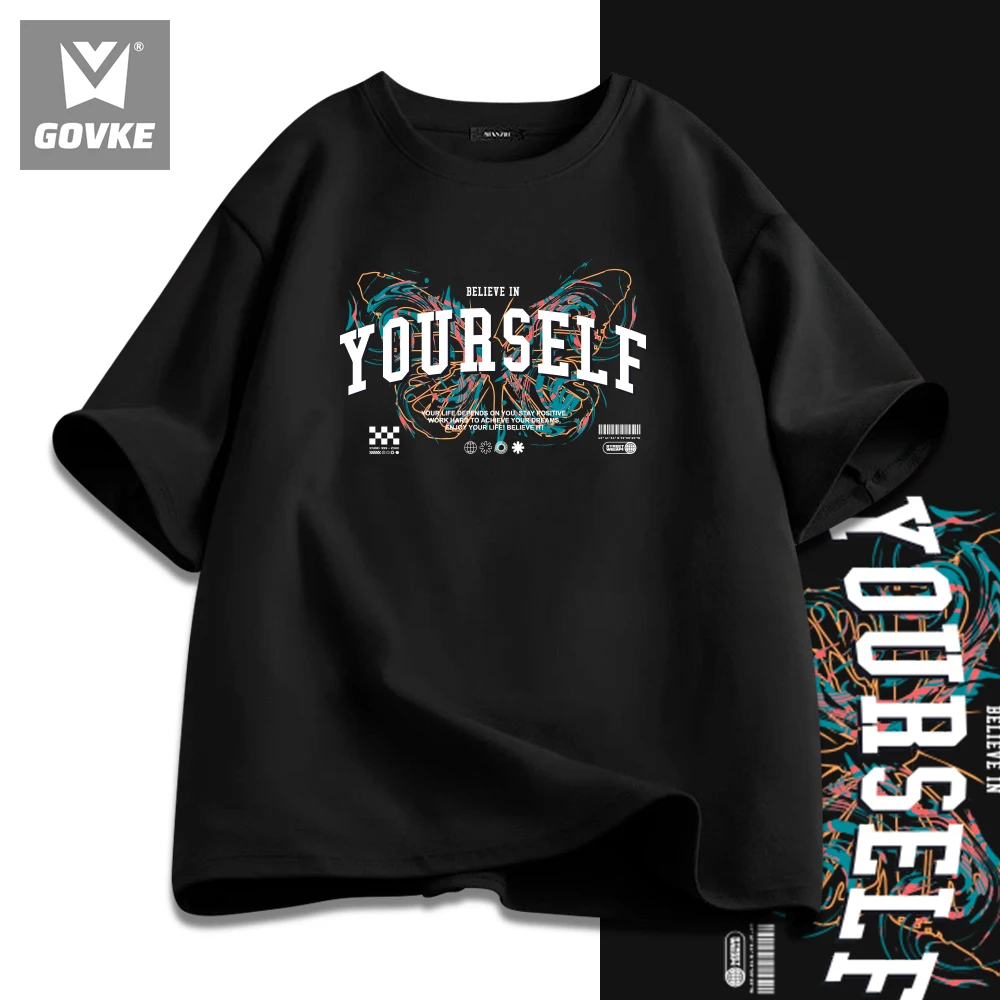 Yourself Believe in Your Life Depends on You.work Hard To Achieve Your Dreams Funny Short Cotton Sleeve Men's Printed T-Shirts