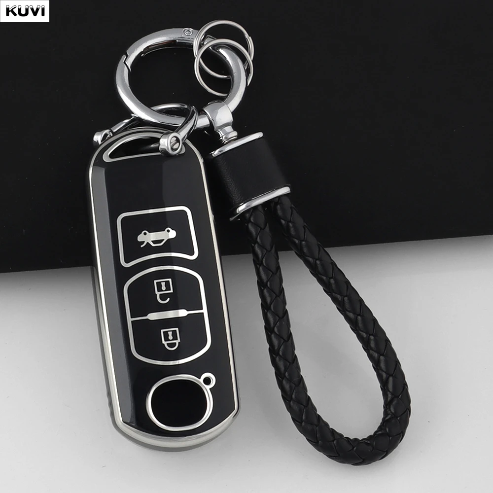 Women TPU Car Remote Key Case Cover For Mazda 2 3 6 Atenza Axela Demio CX-5 CX5 CX-3 CX7 CX-9 3 Buttons Keychain Protected Fob