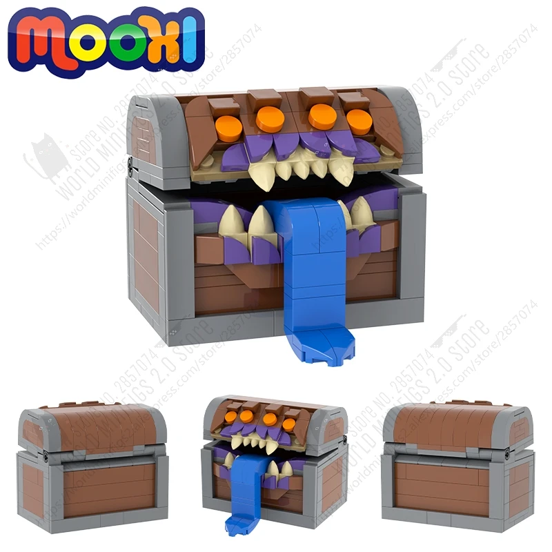 MOC1497 DIY Mimic Building Blocks Creativity D&D Game Character Treasure Box Monster Model Assembly MOC Bricks Toys For Children