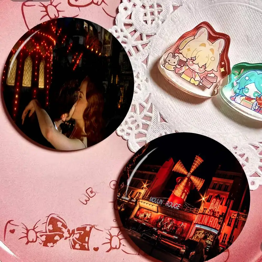 Classic Movie M-Moulin Rouge 58mm Cute Anime Figure Icon Badge Handmade Tinplate Brooch for Backpack Clothes Chest Ornament