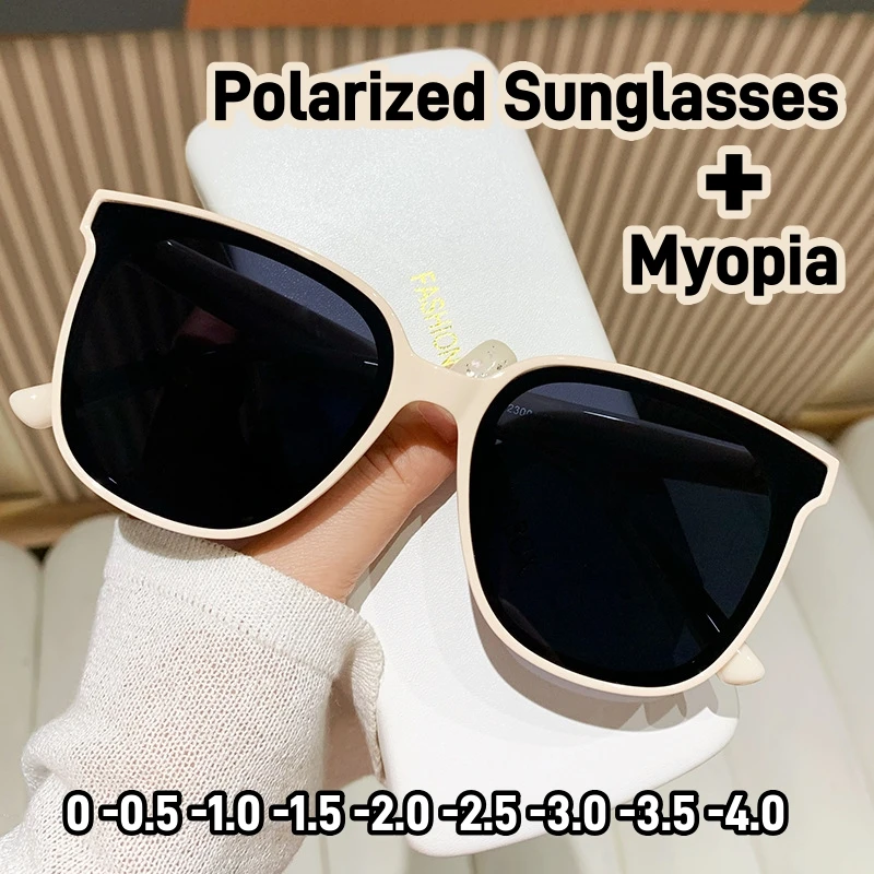 

Fashion Retro Square Polarized Sunglasses with Degrees Women Trendy Myopia Sun Glasses UV400 Eye Protection Sunshade Eyewear