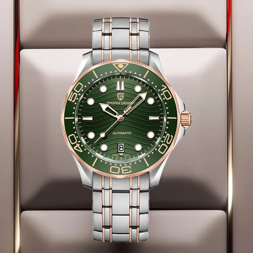 Imagen 2 del producto PAGANI DESIGN 2025 nuevos relojes de buceo para hombre, reloj automático de lujo verde oro rosa para hombre, reloj de pulsera mecánico MIYOTA 8215 para hombre