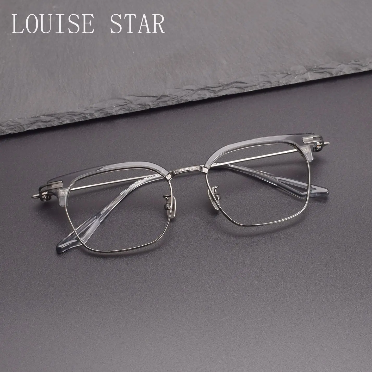 Eyebrow Frame, Pure Titanium Glasses, Anti Blue Light, Myopia, Retro Board Glasses Frame, Men's and Women's Glasses Frame