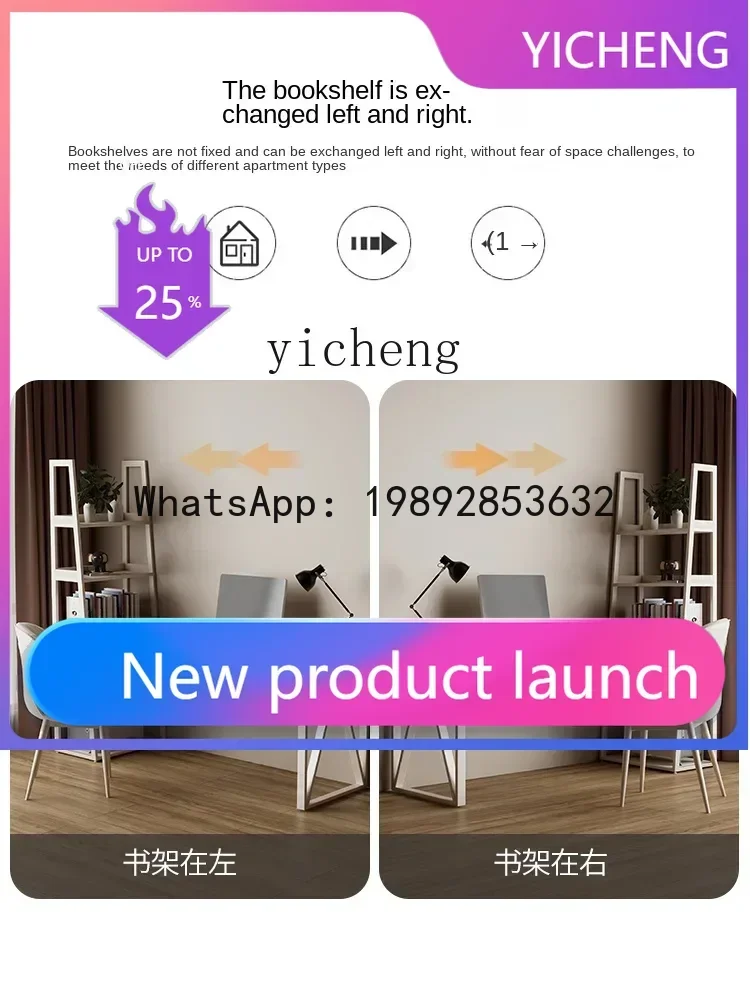 

Desk Bookcase Integrated Combination Small Apartment Home Solid Wood Desk Corner Bookshelf Desktop Computer Desk