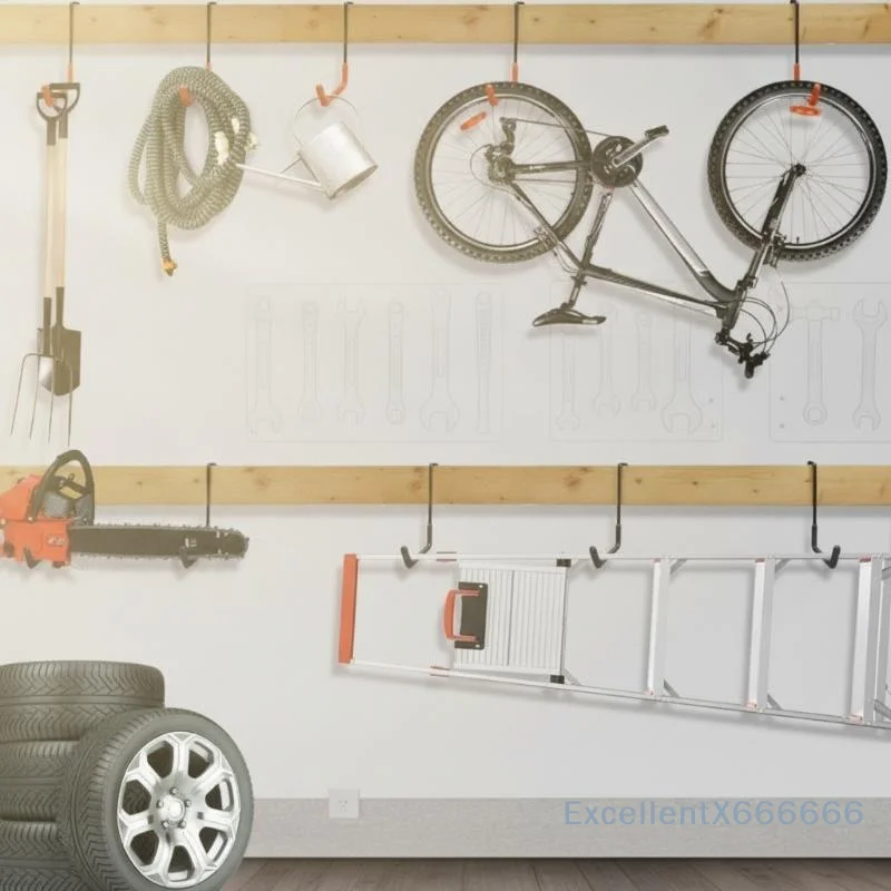 Heavy Duty Iron Garage Storage Hooks Anti Slip Rubber Coated for Outdoor Hanging Garden Tools Bikes Ladders Yard Shed Use