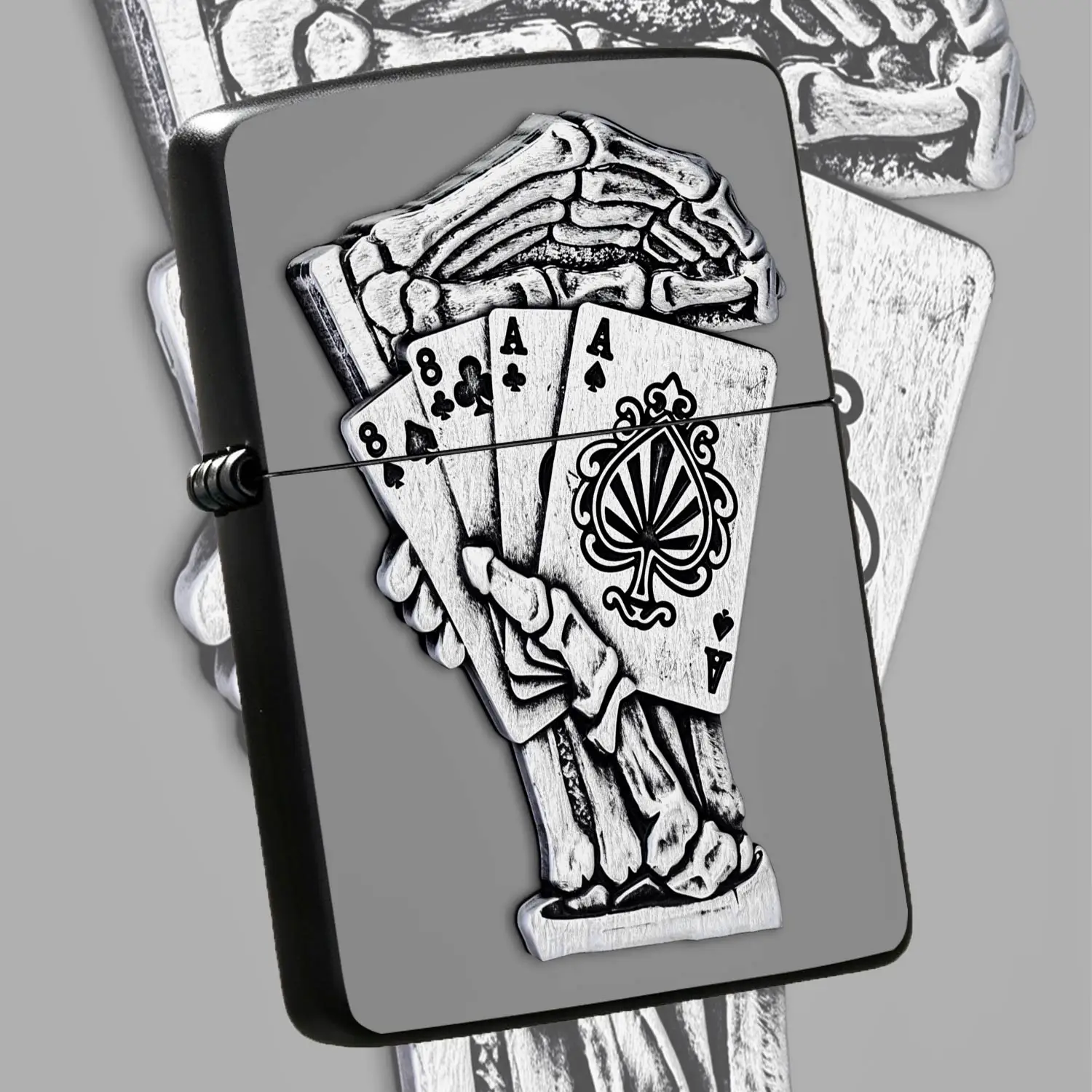 Retro Skeleton Hand Poker Lighter, Unique Dead Man'S Hand Design With 8S And Aces Pattern, Portable Stylish Accessory For Daily Use, Gifting, Party Decoration, Collectible Creative Item For All Scenes, Exquisite Craftsm A Humorous And Inter